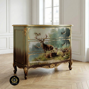 Vintage Deer Furniture Decoupage  Tissue Paper