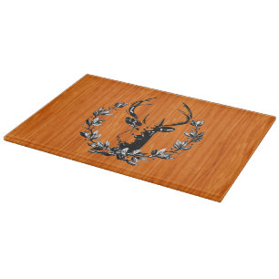 Vintage Deer in Laurel Leaves Cutting Board
