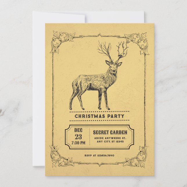 Vintage deer Invitation (Front)