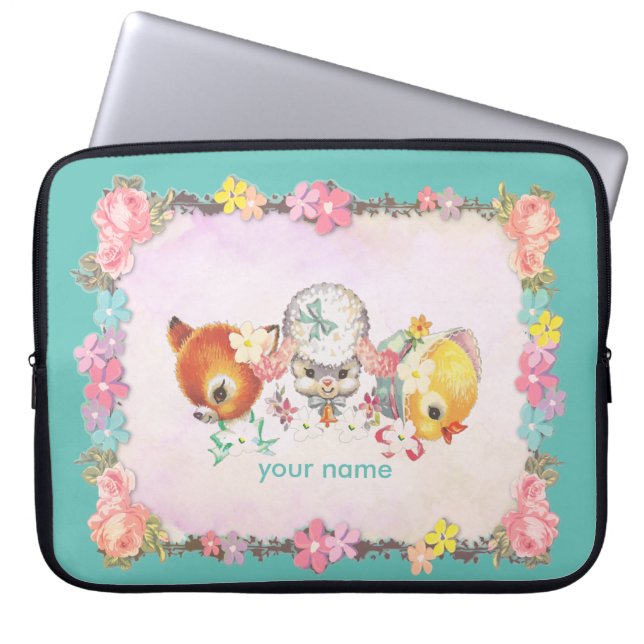 vintage deer lamb Neoprene Laptop Sleeve 15 inch (Front)