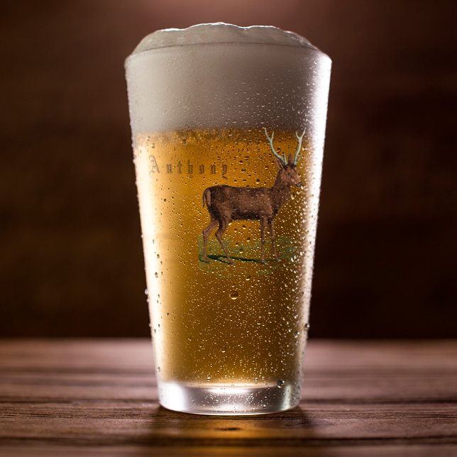 Vintage Deer Personalized Glass (Creator Uploaded)