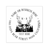 Vintage Deer Pine Tree Monogram and Return Address