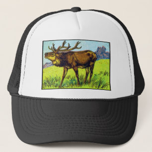 Vintage Deer Print Trucker Hat