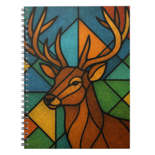 Vintage Deer Tiffany Style Stained Glass Art Notebook