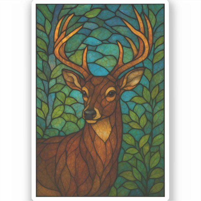 Vintage Deer Tiffany Style Stained Glass Design (Front)