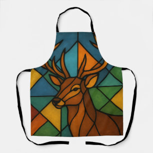 Vintage Deer Tiffany Style Stained Glass Design Apron