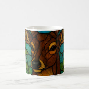 Vintage Deer Tiffany Style Stained Glass Design Coffee Mug