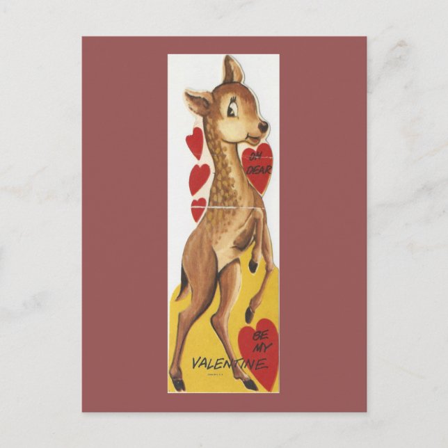 Vintage Deer Valentine Holiday Postcard (Front)