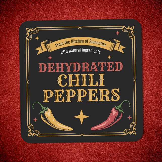 Vintage Dehydrated Chilli Peppers Label Sticker (Vintage Dehydrated Chili Peppers Label Sticker)