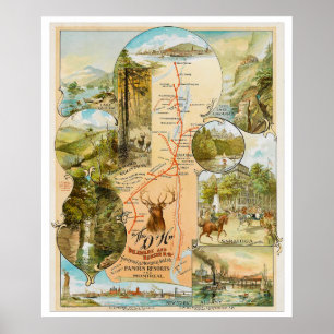 Vintage Delaware and Hudson Railroad Map Poster