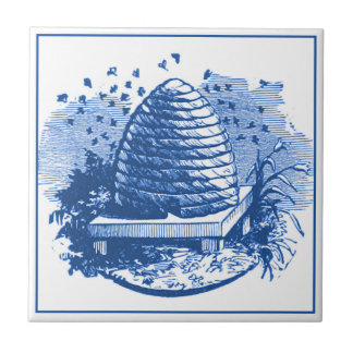 Vintage Delft Blue Art Nouveau Honeybee Hive Tile