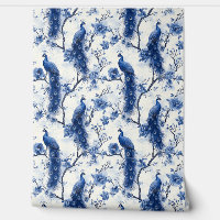 Vintage Delft Blue French Chinoiserie Peacock