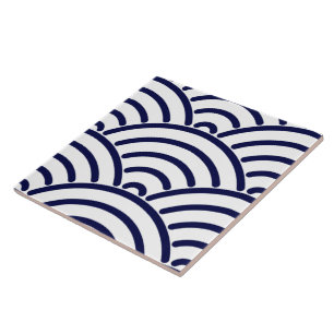 Vintage Delft Blue Koinobori Fish Scale Pattern Tile