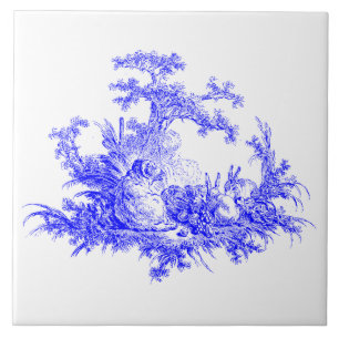 Vintage Delft Blue Pastoral Sheep & Rabbits Tile