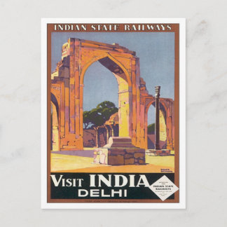 Vintage Delhi India Railways Postcard