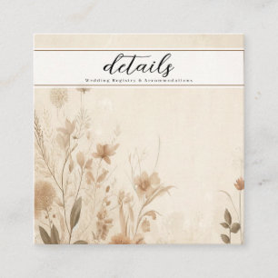 Vintage Delicate Floral Botanical Boho Details Square Business Card