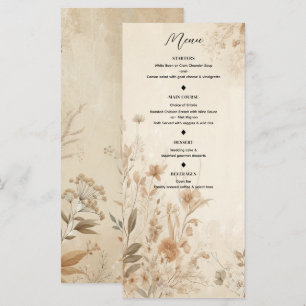 Vintage Delicate Floral Botanical Boho Menu