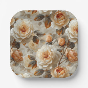 Vintage delicate floral pattern. paper plate