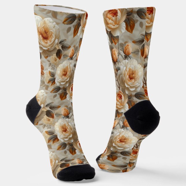 Vintage delicate floral pattern. socks (Angled)