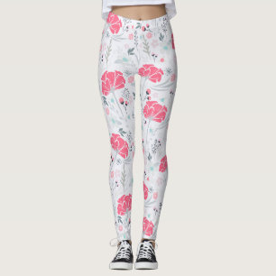 Vintage Delicate Pretty Floral Pink Botanical  Leggings