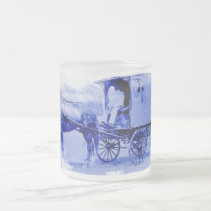 Vintage Delivery Wagon Frosted Glass Mug