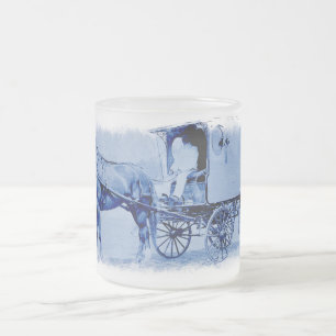 Vintage Delivery Wagon Frosted Glass Mug