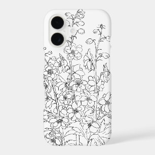 Vintage Delphinium Botanical Line Art – Minimalist