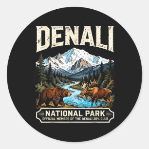 Vintage Denali 30 Club Alaska National Park Hiker Classic Round Sticker