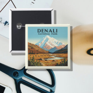 Vintage Denali National Park 15 Cm Square Badge