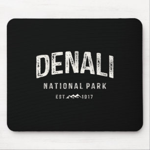 Vintage Denali National Park Mountains Nature Retr Mouse Mat