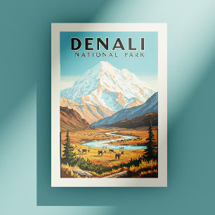 Vintage Denali National Park Postcard