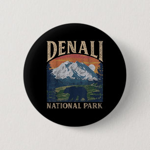 Vintage Denali National Park Retro Mount For Men W 6 Cm Round Badge