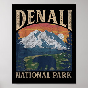 Vintage Denali National Park Retro Mount For Men W Poster
