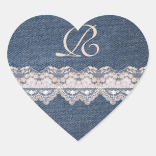 Vintage Denim and Lace Monogram Envelope Seal
