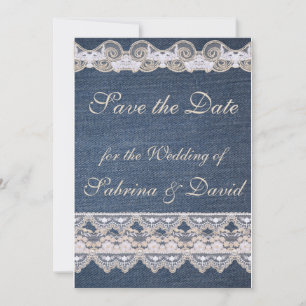 Vintage Denim and Lace Save the Date