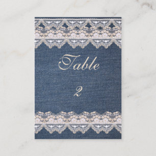 Vintage Denim and Lace Table Number Card
