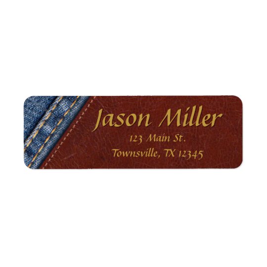Vintage Denim and Leather Return Address Label