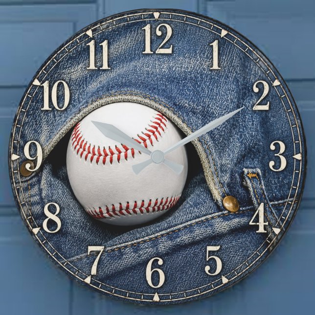 Vintage Denim Baseball Fans and Players Large Clock (Creator Uploaded)