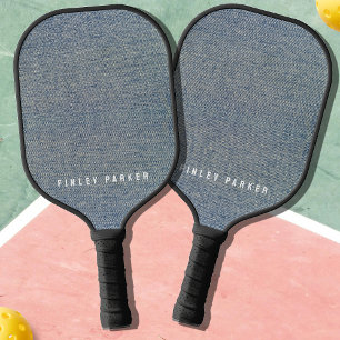 Vintage Denim Blue Jeans Look Pickleball Paddle