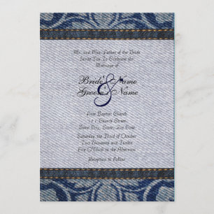 Vintage Denim Floral Wedding Invitation