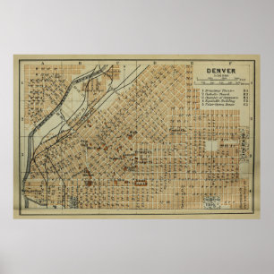 Vintage Denver Colorado Map (1904) Poster
