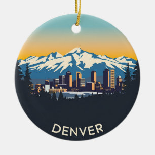 Vintage Denver Colorado Travel Ceramic Tree Decoration