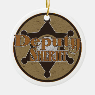 Vintage Deputy Sheriff Ceramic Tree Decoration
