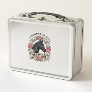 Vintage Derby Day Horse Floral Shirt Design Metal Lunch Box