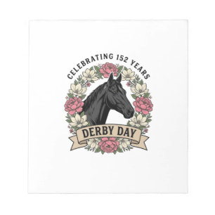Vintage Derby Day Horse Floral Shirt Design Notepad