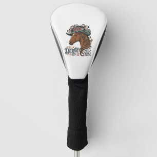 Vintage Derby Horse Floral Hat Shirt Design_1 Golf Head Cover