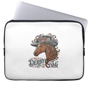 Vintage Derby Horse Floral Hat Shirt Design_1 Laptop Sleeve