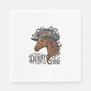 Vintage Derby Horse Floral Hat Shirt Design_1 Napkin