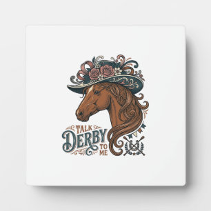 Vintage Derby Horse Floral Hat Shirt Design_1 Plaque