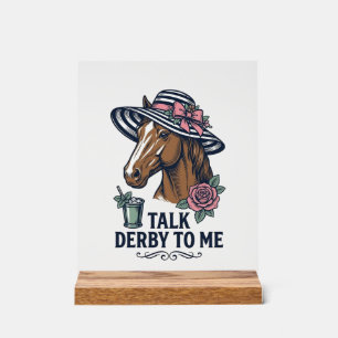 Vintage Derby Horse Hat Talk Derby To Me Design Acrylic Sign